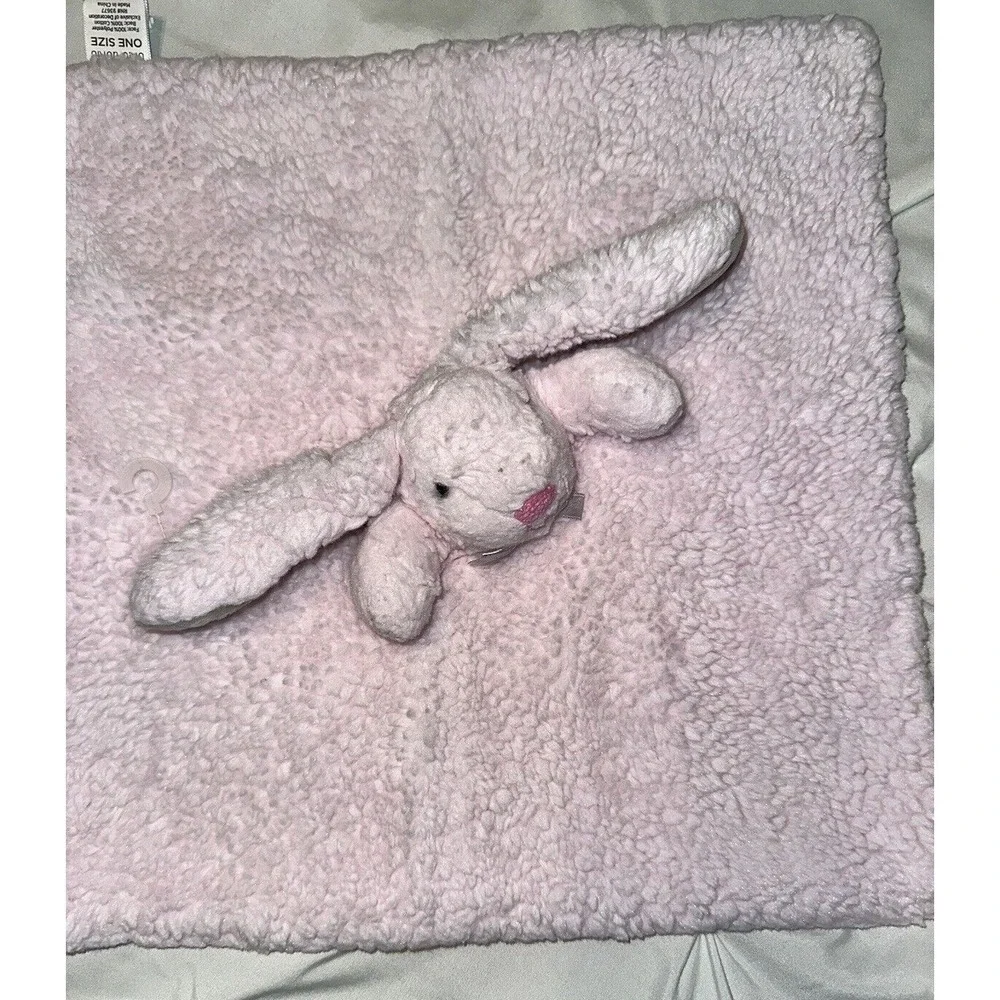 Okie Dokie Lovey Pink Bunny Rabbit Security Blanket Big Ears